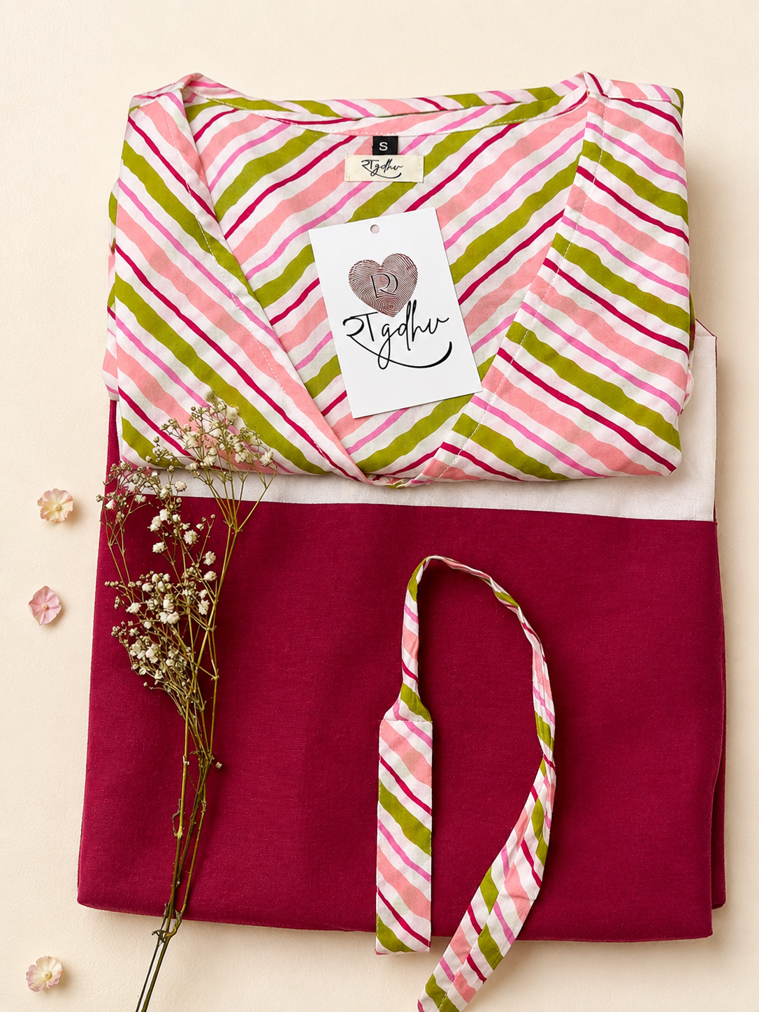 Pure Cotton Angrakha Kurta Set in Lehriya Print for Women Comfortable | Elegant | Everyday Wear