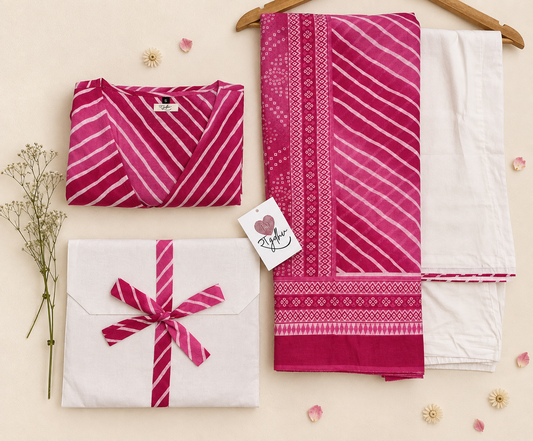 Pure Cotton Angrakha Kurta Set in lehriya print for Women Comfortable | Elegant | Everyday Wear
