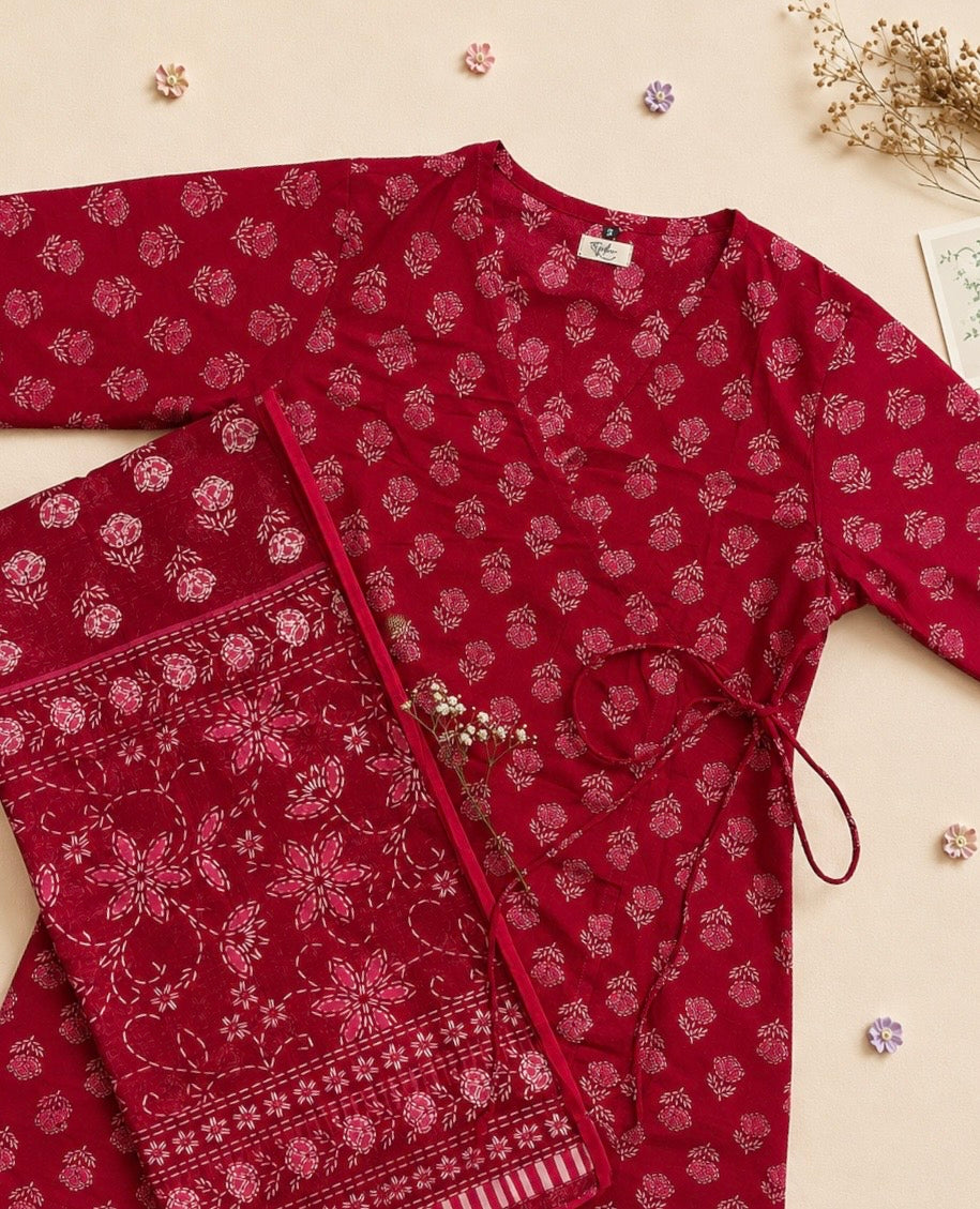 Pure Cotton Angrakha Kurta Set for Women Comfortable | Elegant | Everyday Wear